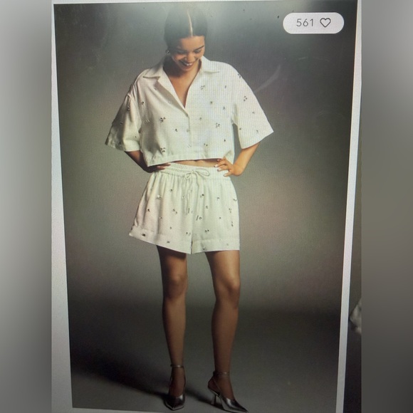 Maeve Crystal-Embellished Buttondown Shirt - Large - Picture 3 of 6